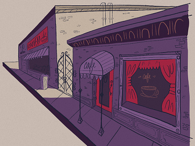 Cafe apple pencil block building cafe city illustration ipad procreate ramen