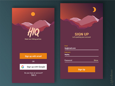 Sign up page for hiking social mobile app. dailyui hiking register signup ui ux