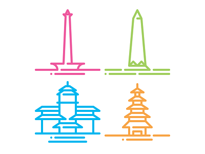 Land Marks bali bandung icon indonesia jakarta landmark landmarks outline ui vector yogyakarta