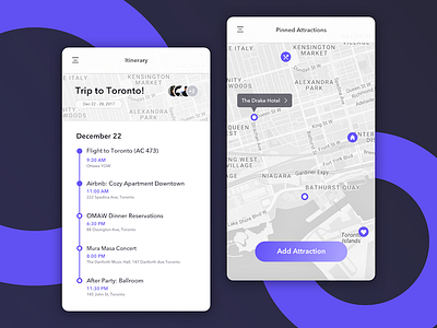 Trip Planner concept itinerary map minimal modern planner schedule ui ux