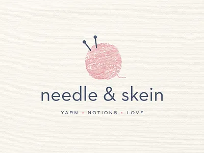 Needle & Skein Logo & Branding ball branding fingerprint knit knitting logo needle skein thread wool yarn