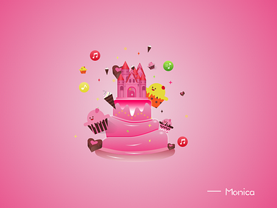 birthday cake birthdaycakeillustationpink