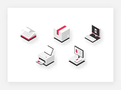 Isometric icons brand dtp icons illustration isometric print simple ui web