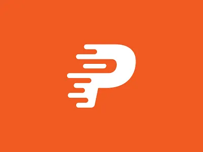 P logo branding design fast graphic design logo logo design logos mark orange speed typography