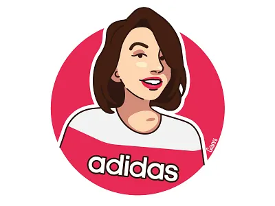 Adidas girl portrait art girl illustration line portrait street wear woman