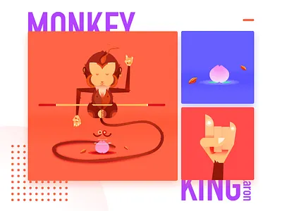 Monkey King animal color illustration king mokey rock