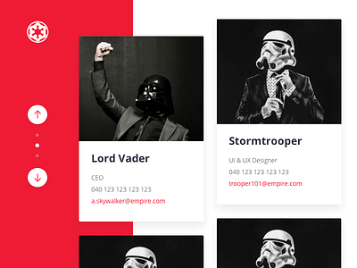 Teamwork agency card coworker minimal red slider star wars ui up vader