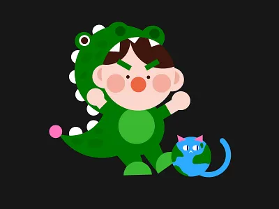 My owner is an IDIOT cat colorful cute design effyzhang flat funny icon illustration material monster ui