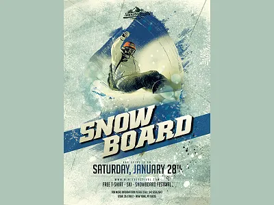 Snowboard Banner Template banner blue graphic sky snowboard sport template white winter