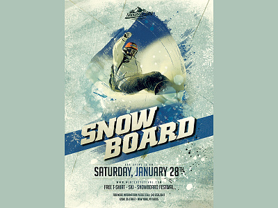 Snowboard Banner Template banner blue graphic sky snowboard sport template white winter