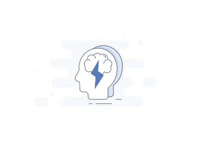 Idea Generator Icon blue brain brainstorm generate icon idea illustration lightning people smart stylization user icon user profile