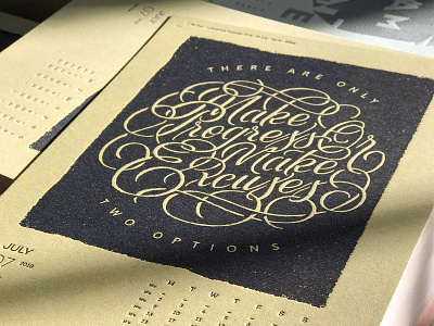 2018 Letterpress Calendar bezier calendar custom hand drawn handles lettering letterpress script swash typography vector