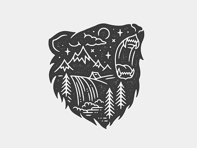 Bear Scene bear illustration linework monoline print tattoo