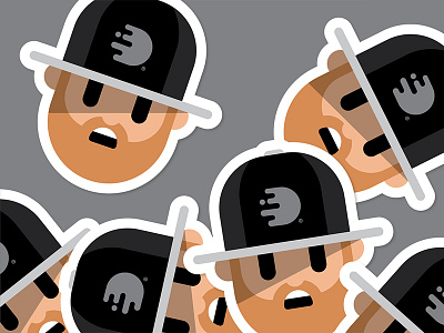 Discoarcade Vinyl Stickers avatar black character discoarcade flat grey hat illustration minimal simple sticker white