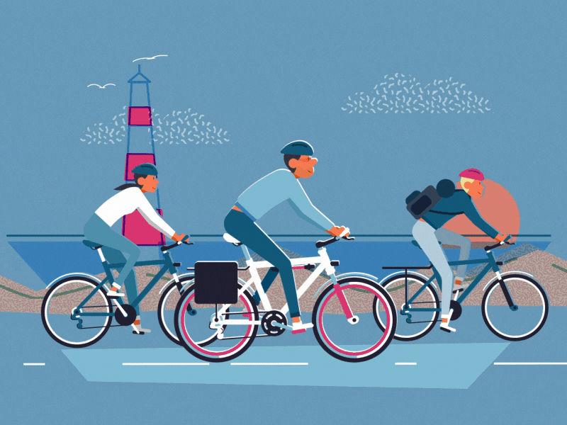 Cycling in Germany 2d animation bike bycicle cycling outdoor rig rubberhose