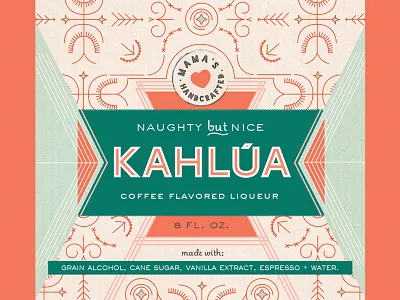 Kahlua Label alcohol aqua colorblock coral food kahlua label package pattern pink