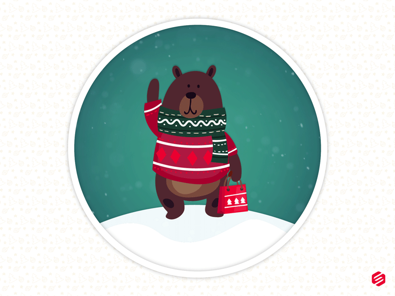 Christmas 2d animation bear cheer christmas design gifts holiday motion presents snow