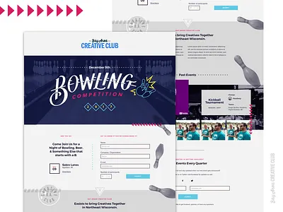 Bay Area Creative Club - Bowling Event Landing Page bay area creative club bowling event hand lettering landing page web design