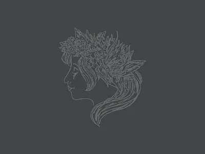 The Woman branding floral illustration portrait sketch