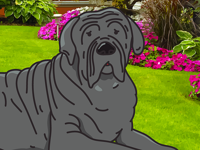 Big Dog dog garden illustration vector