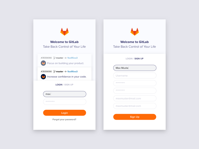 Example of Daily UI challenge #001 — Login / Sign Up