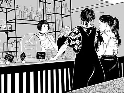 Some evening art bar girls graphic illustation life sketch surfacepro