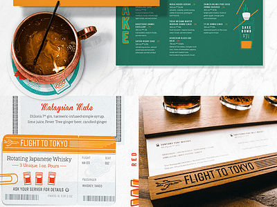 Malaysian Mules & Japanese Whiskey asian bar beverage branding coasters illustration menu restaurant sake ticket typography whiskey