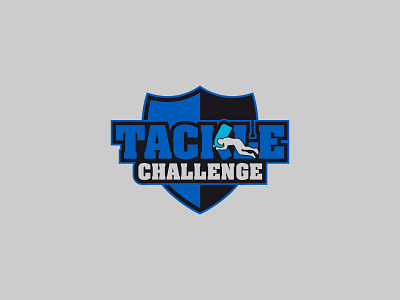 Tackle Challange athlete blue football jump logo shield sports tackle training