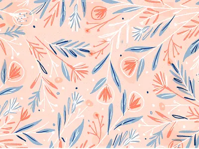 Flower Pattern feminine floral flowers illustration leaves organic pattern pink