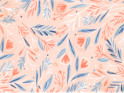 Flower Pattern feminine floral flowers illustration leaves organic pattern pink