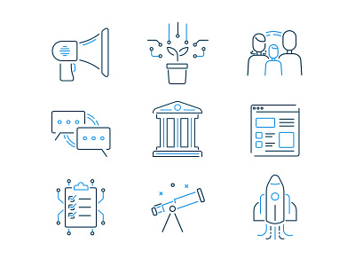 Hackster Line Icons blue branding icon set icons illustration line tech