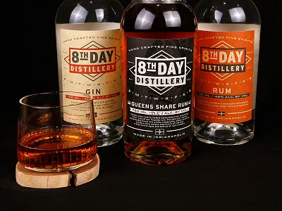 8th Day Distillery Labels gin label liquor packaging queen rum spirits