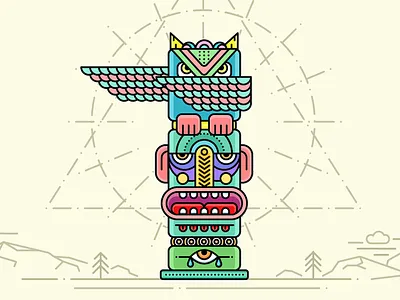 Personal God dabbing eyes god landscape mask mountains owl sun totem wings