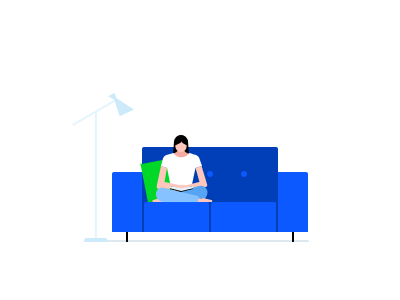 Reading character gif girl illustration light reading rest sofa