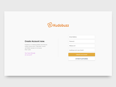 Kudobuzz - Sign Up account create gray kudobuzz signup simple