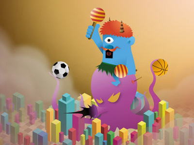 Attack of the Octopus Rider attack basketball character design football octopus war