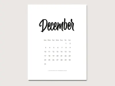 Free Printable Calendar (December 2017) background brush calendar custom type hand drawn inspirational lettering logo pattern type typography