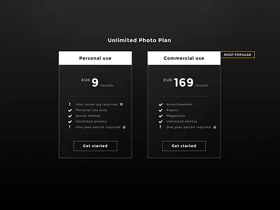 Pricing billing dark elegant luxury plans prague pricing ui upgrade ux web
