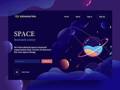 landing page | space center app illustration landing liquid page planets solar stars web