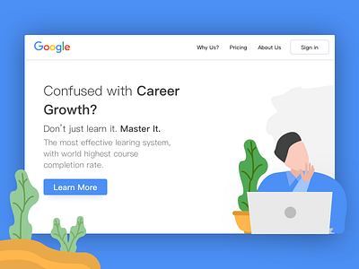 Google Learning google. illustration landing page learning thought ux