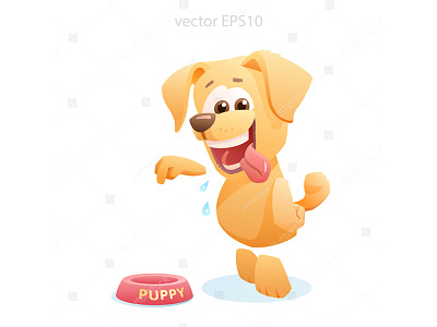 Mill me meal cartoon cute dog doggy food funny golden pet puppy retriever vector yellow