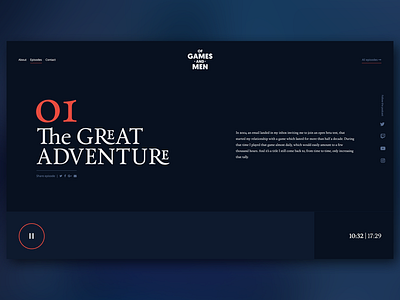 Of Games and Men Podcast website audio landing page podcast video games web design website