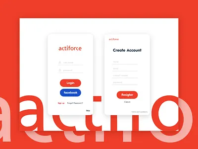 Actiforce Login & Signup Screen actiforce app design login mobile screen sign signup ui userinterface ux