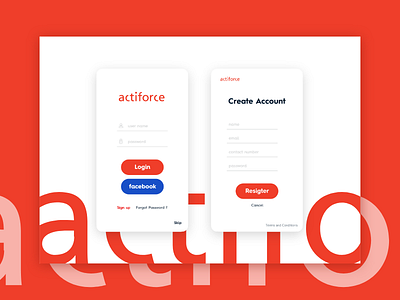 Actiforce Login & Signup Screen actiforce app design login mobile screen sign signup ui userinterface ux