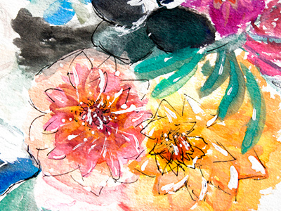 Fleur de Printemps floral flowers painting watercolor