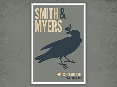 Smith & Myers Winter Tour Poster butterfly crow poster silhouette type typography