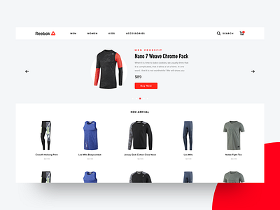 Reebok shop concept - Landing cta ecommerce fitgear moneyshot reebok shop