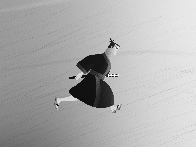 Samurai Jack animation black and white character duik grey jack rig run samurai