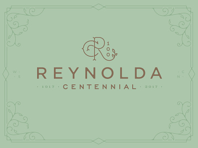 Reynolda Centennial Logo 100 centennial device identity logo monogram reynolda