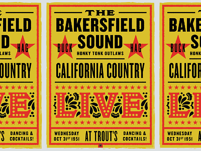 Bakersfield Sound Poster 1950s 50s california country honky tonk poster retro vintage western